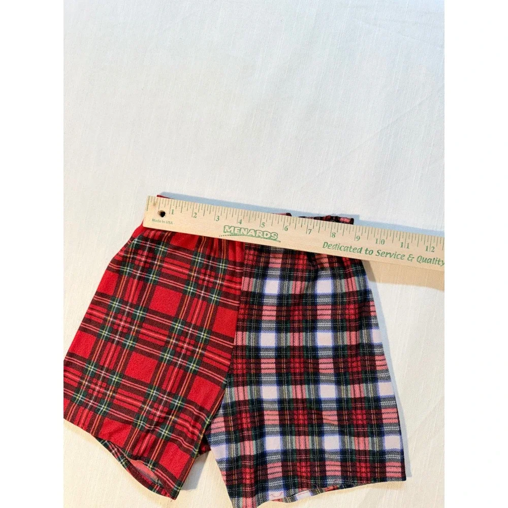 Vintage Kid Duds Kids Red‎ Plaid Pajama Set Size 6 Long Sleeve Shirt Shorts USA